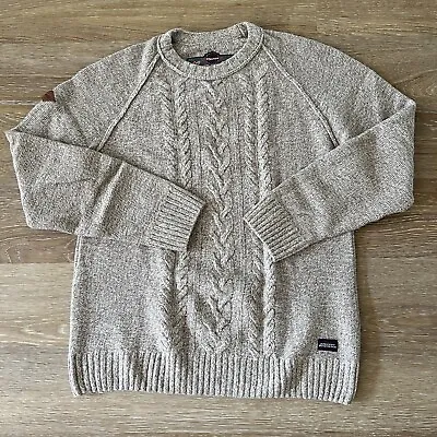 Superdry Beige Wool Blend Pullover Fisherman Sweater Men’s Large L • $29.95