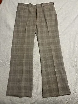 Vintage Haggar 70s Plaid Slacks Pants 36x30 Disco Hippie Wool? • $39.99