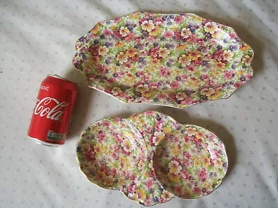 £14 • Buy 2 Vintage Old James Kent Du Barry Flowers Chintz Trays No.114 & 97.