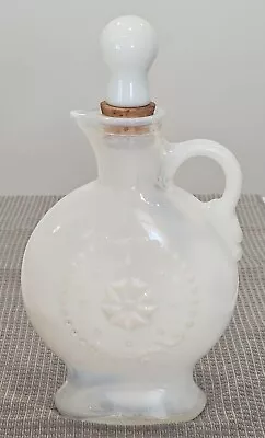 Vintage  White Opalescent Glass Whiskey Liquor Decanter W/Cork Stopper  • $10.89