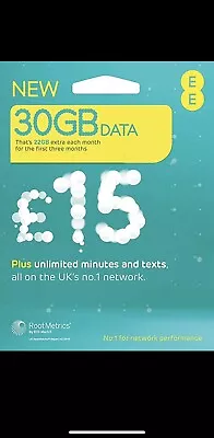 SIM Card Pay As You Go Network Unlimited SMS Calls Internet EE Three Vodafone O2 • £0.99