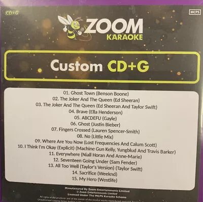 Zoom Karaoke Pop Chart Picks 2022 (Part 1) 15 Pop Hits On CDG Disc • £8.75