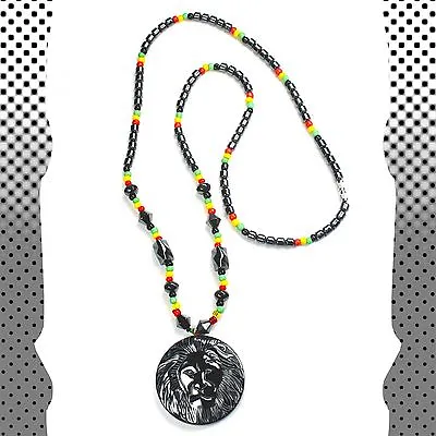 Hematite Necklace Pendent Rastafari Jah Love Rasta Jamaica Reggae Bob Rasta IRIE • $20.99