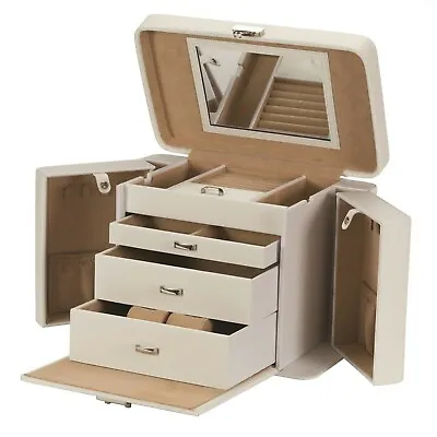 * VERY SLIGHT SECOND *Mele & Co Cream Large Bonded Leather Jewellery Box MC777 • £99.99