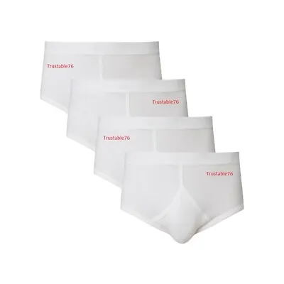 Mens Executive 100% Cotton White Y Fronts Briefs Size Medium To 5XL (Made In UK) • £25.99