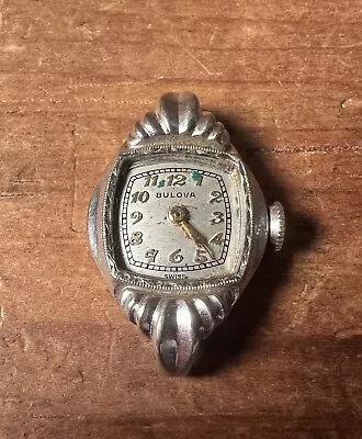 Vintage 1950s Bulova Ladies 6BK 17j Watch W/ 10k RGP Case Running. Missing Glass • $20