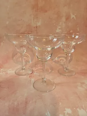 Set Of 3 Clear Glass Margarita Glasses Cocktail Glasses Retro Style Barware • £15