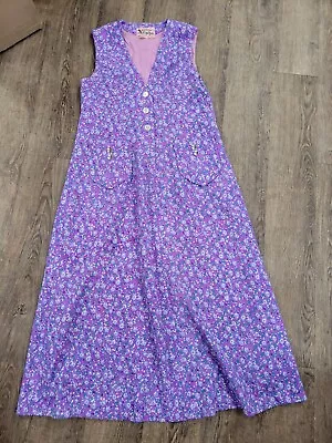 Vintage Alpha Dress Maker Seoul Korea Women's Purple Flower Mumu Tank Dress S • $24.99
