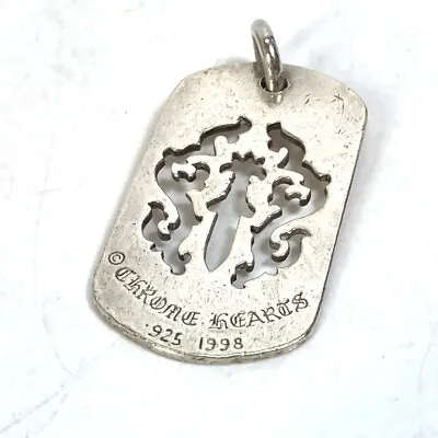 CHROME HEARTS Dagger Cut Dog Tag Accessories Necklace Pendant Top SV925 Silver • $720.50