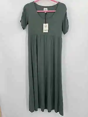 NEW The Nines By Hatch Maternity Dress Maxi Ruched Sleeve Olive Green Small • $10