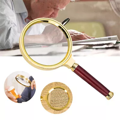 Vintage Magnifying Glass 10X Handheld Reading Magnifier With Wood Handle • $14.22