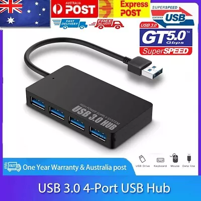 Portable 4 Port USB 3.0 Hub  High Speed Slim Compact Expansion Multi-Splitter • $5.79