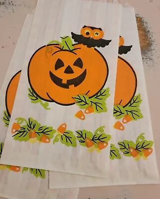 3 Vintage Halloween Paper Trick Or Treat Candy Bags Owl JOL • $3