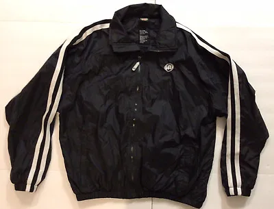 Mountain Dew Soda Promo Nylon Jacket Large Black White Stripes Embroidered Logo • $26.98