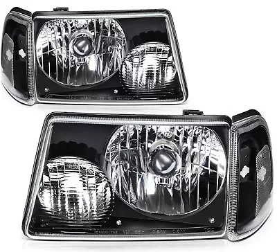 Headlights Assembly For 2001-2011 Ford Ranger Left+Right Pair Black Clear Lens • $97.13