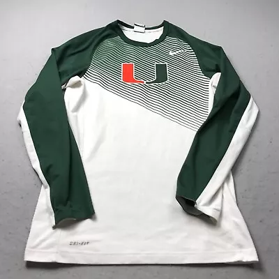 Miami Hurricanes Shirt Mens Small Green White Nike Elite Stretch NCAA Logo • $24.99