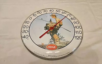 Vintage Coca Cola - Norman Rockwell  Fishing Boy  Wall Thermometer Ohio Jumbo • $45