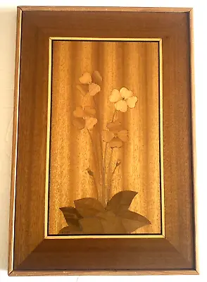 Marquetry Fine Wood Inlay Floral Decor Wall Hanging Picture Homemade • $32.50