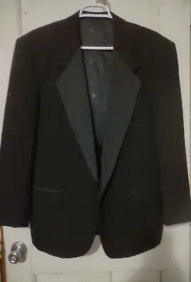 Pierre Balmain Tuxedo Blazer Mens 42R Solid Black One Button Wool FREE SHIPPING • $39.99