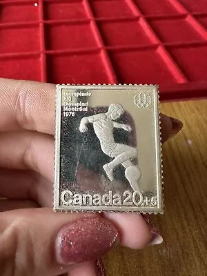 Ingot Stamp Canada Olympics Montreal 1976 Silver 999 Peso 1555 Gr • £29.84