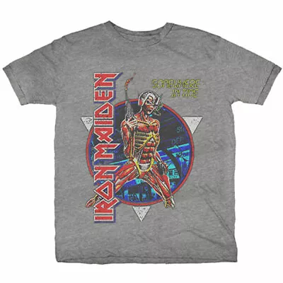 Official Iron Maiden T Shirt Somewhere In Time Grey Mens Classic Rock Metal Tee • £16.28