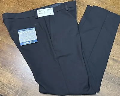 NWT Haggar H26 Men's Slim Fit Skinny Suit Performance Dress Pants - Black 34x32 • $19.95