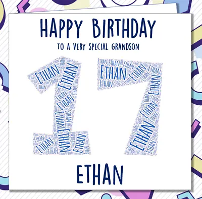 Personalised 17th Birthday Card Boys Teenager Son Grandson Brother Teen /HO • £2.99