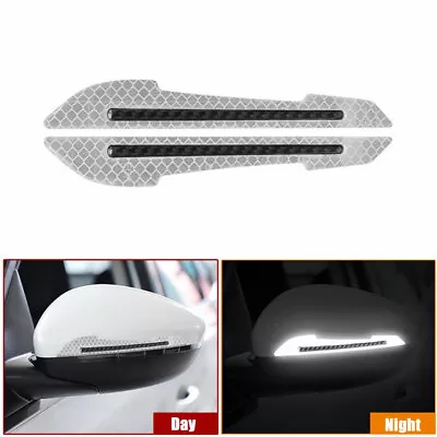 Carbon Fiber Car Side Mirror Warning Molding Trim Silver Reflective Accessories • $3.87