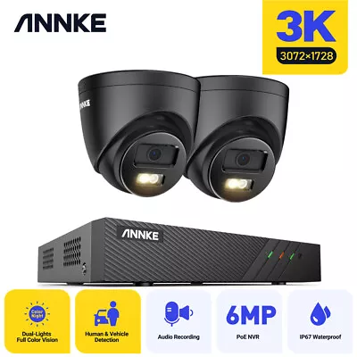 ANNKE 3K CCTV System Audio In IP Camera 8CH H.265+ 6MP POE NVR Outdoor Security • £272.59