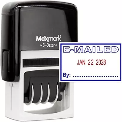 Office Date Stamp With E-MAILED Self Inking Date Stamp - Blue/RED Ink • $35.82