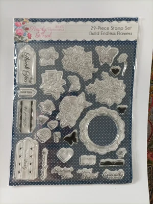 £4.99 • Buy A4 Docraft Simply Floral 29 Pc Clear Cling Stamps  Flowers Roses Butterfly Art