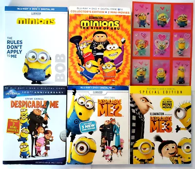 Minions Rise Of Gru/Minions (New)+Despicable Me 123 (Used) Blu-ray+Slip Cover • $29.99