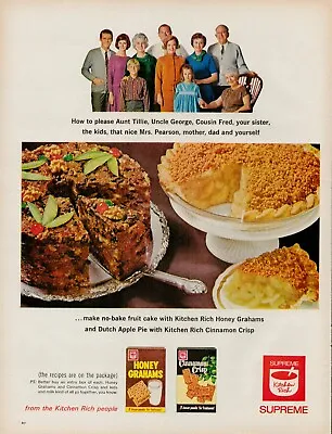 1964 Supreme Kitchen Rich Graham Crackers Crisp Vintage Print Ad Apple Cinnamon • $9.93