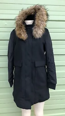 Zara Black Coat With Removable Fur Jacket Blazer Zip Snap Front Size S $169 • $64.99