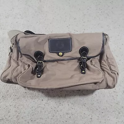 Eddie Bauer Ford Canvas Duffle Bag Leather 22” Weekend Gym Travel Luggage Khaki • $38