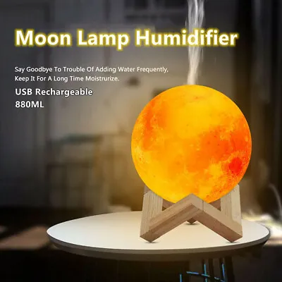 $23.99 • Buy Moon Lamp Humidifier Essential Oil Aroma Diffuser Air Purifier USB Rechargeable