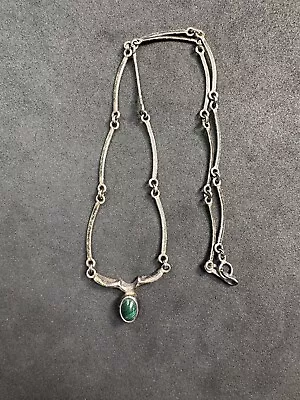 8.4g Vintage Sterling Silver 925 Malachite Necklace 16” Jewelry Lot I • $11.75