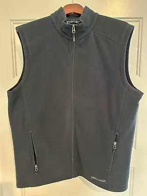 Marmot Polartec Fleece Vest Mens L Black Full Zip AW Logo On Back • $5.48