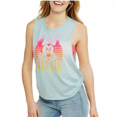 Disney Minnie Mouse Tank Top With Bandeau Blue Pink Muscle Tee Sleeveless • $19.99
