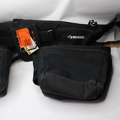Husky 16-Pocket Carpenter's Tool Belt With Suspenders Polyester Black 1003186565 • $49.99