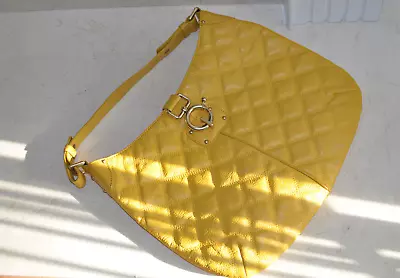 J. Crew Jcrew Avery Quilted Leather Hobo - Golden Yellow Small Ink Mark But Euc • $49.99