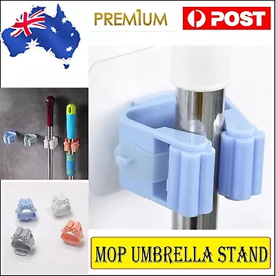 Wall Mounted Mop Umbrella Holder Broom Brush Hanger Kitchen Storage Rack  Tool • $21.58