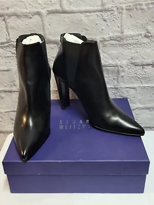 $249 • Buy NEW In BOX $380 Stuart Weitzman APOGEE Black Leather High Heel Boots Booties 12M