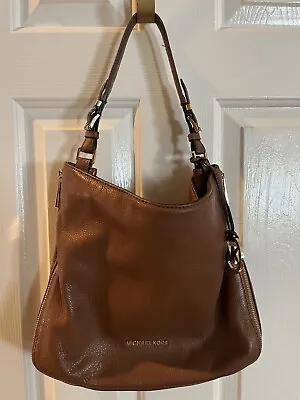 Michael Kors Brown Leather Hobo Shoulder Bag Purse • $35