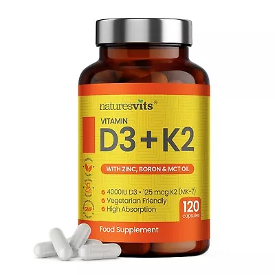 Vitamin D3 & K2 | NaturesVits | 120 Capsules  - Made In The UK • £17.99