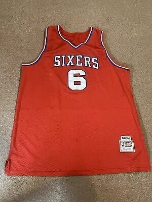 Mitchell Ness Erving 56 XXXL Hardwood Classics 1982-83 Sixers 6 Jersey Red Ball • $69.99