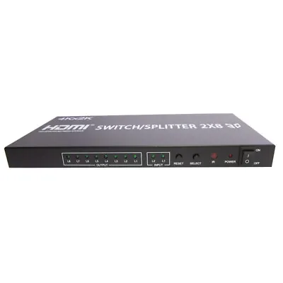 2X8 HDMI 3D True Matrix Switch Splitter 2 In Source 8 Out Display W/ Remote 4K • $57.99