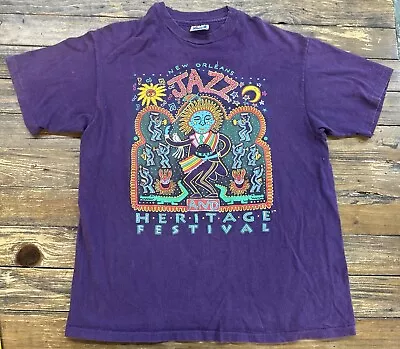 Vintage 1993 New Orleans JAZZ/ HERITAGE FESTIVAL T-Shirt HANES L  Single Stitch • $39.99