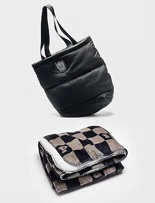 VICTORIA'S SECRET Cozy Plush Checker Blanket & Black Zip Quilted Tote $117 • $39.95