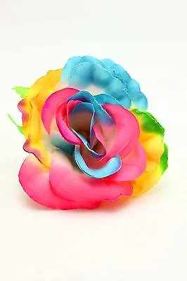 5PCS Artificial Flower Rainbow Rose Flower For Home Wedding Party Decor 3.54'' • £3.83